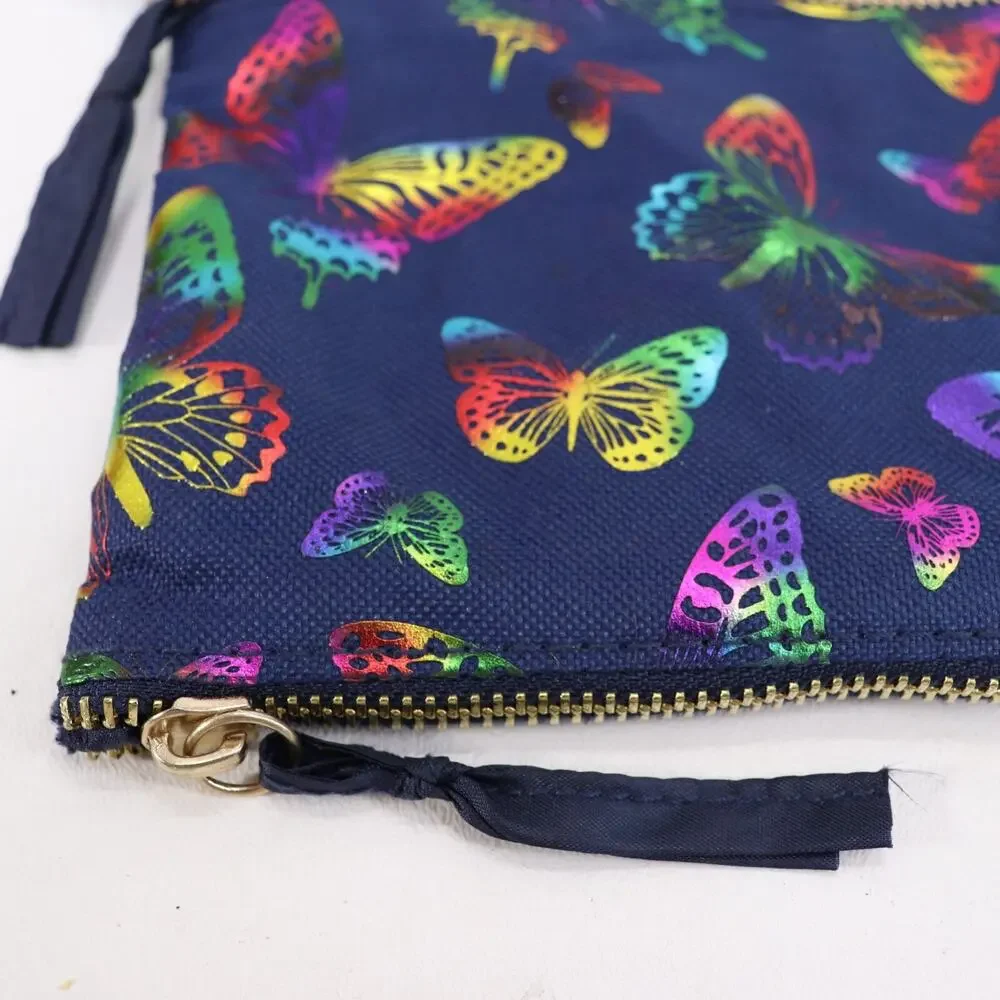 Pen & Gear Pencil Case 3 Ring Binder School Double Zip Pouch Lined Butterfly